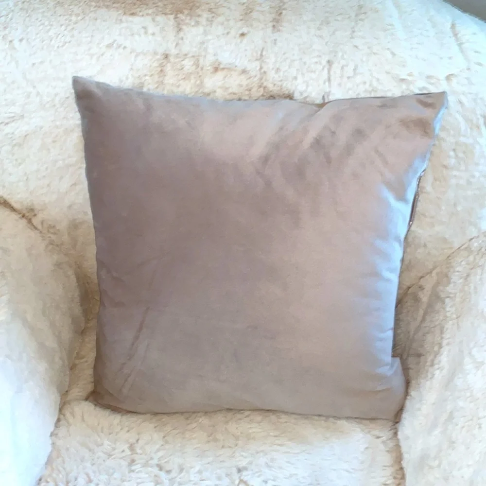 Ginger Beige Soft Solid Square Velvet Decorative Throw‎ Pillow, 17'x17